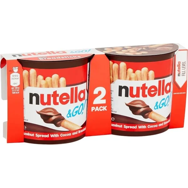 Nutella Pâte à tartiner aux noisettes et de bâtonnets céréaliers - Les 2 pots de 52g