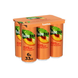 FuzeTea Thé Noir Glacé Infusé saveur Pêche 6x33cl