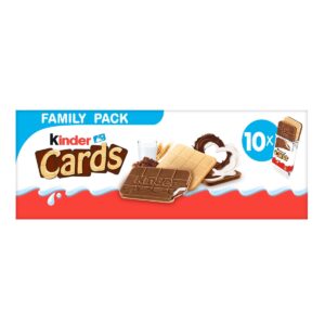 KINDER
Cards gaufrettes fourrées au lait et au cacao